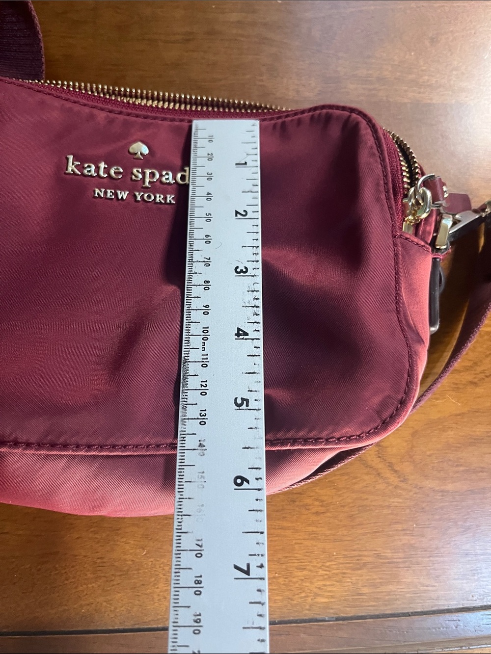 Kate Spade Watson Lane Nylon Crossbody Bag in Burgundy with Gold Hardware - Picture 10 of 13